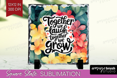 Family Quote Slate PNG - Summer Flowers Square Slate Product Image 1