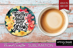 Family Quote Round Coaster - Summer Flowers Coaster PNG Product Image 1