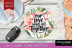 Family Quote Car Coaster - Summer Flowers Coaster PNG Product Image 1