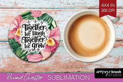 Family Quote Round Coaster - Summer Flowers Coaster PNG Product Image 1