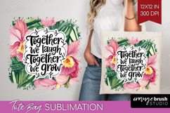 Family Quote Tote Bag - Summer Flowers Tote Bag PNG Product Image 1