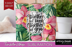 Family Quote Tumbler Wrap - Summer Flowers Tumbler PNG Product Image 1