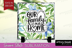 Family Quote Slate PNG - Summer Flowers Square Slate Product Image 1