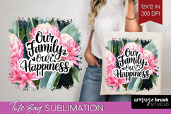 Family Quote Tote Bag - Summer Flowers Tote Bag PNG Product Image 1