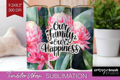 Family Quote Tumbler Wrap - Summer Flowers Tumbler PNG Product Image 1
