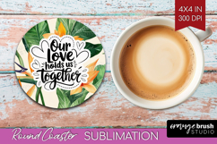Family Quote Round Coaster - Summer Flowers Coaster PNG Product Image 1