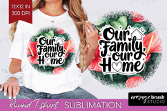 Family Quote Round Tshirt Background - Summer Flowers PNG Product Image 1