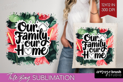 Family Quote Tote Bag - Summer Flowers Tote Bag PNG Product Image 1
