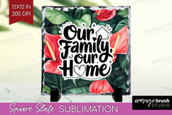 Family Quote Slate PNG - Summer Flowers Square Slate Product Image 1