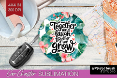 Family Quote Car Coaster - Summer Flowers Coaster PNG Product Image 1