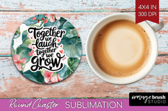 Family Quote Round Coaster - Summer Flowers Coaster PNG Product Image 1