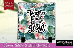 Family Quote Slate PNG - Summer Flowers Square Slate Product Image 1