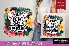 Family Quote Tote Bag - Summer Flowers Tote Bag PNG Product Image 1