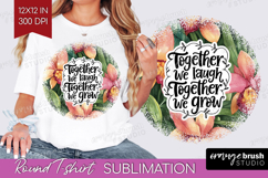 Family Quote Round Tshirt Background - Summer Flowers PNG Product Image 1