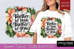 Family Quote Square Tshirt Background - Summer Flowers PNG Product Image 1