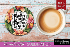 Family Quote Round Coaster - Summer Flowers Coaster PNG Product Image 1