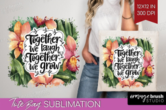 Family Quote Tote Bag - Summer Flowers Tote Bag PNG Product Image 1
