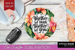Family Quote Car Coaster - Summer Flowers Coaster PNG Product Image 1