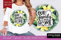 Family Quote Round Tshirt Background - Summer Flowers PNG Product Image 1