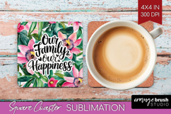 Family Quote Square Coaster - Summer Flowers Coaster PNG Product Image 1