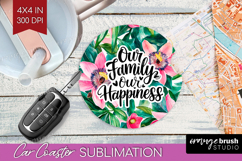 Family Quote Car Coaster - Summer Flowers Coaster PNG Product Image 1