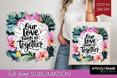 Family Quote Tote Bag - Summer Flowers Tote Bag PNG Product Image 1
