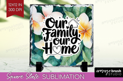 Family Quote Slate PNG - Summer Flowers Square Slate Product Image 1