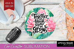 Family Quote Car Coaster - Summer Flowers Coaster PNG Product Image 1