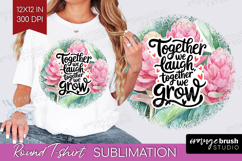 Family Quote Round Tshirt Background - Summer Flowers PNG Product Image 1