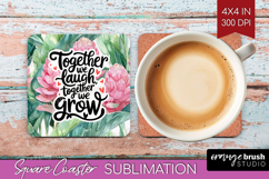 Family Quote Square Coaster - Summer Flowers Coaster PNG Product Image 1