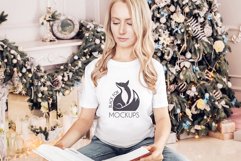 Christmas Xmas Winter White women t-shirt model mockup JPEG Product Image 1