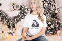 Christmas Xmas Winter White women t-shirt model mockup JPEG Product Image 1