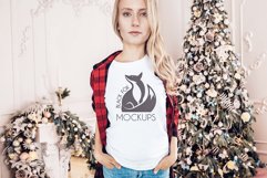 Christmas Xmas Winter White women t-shirt model mockup JPEG Product Image 1