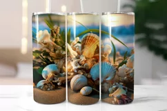 Tropical Seashells on the Beach Tumbler Wrap Design Product Image 2