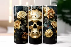Scull with Flowers Tumbler Wrap | Vintage Halloween Scull Product Image 2