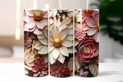 3d Wood Carving Effect Floral Tumbler Wrap | 3d Flowers PNG Product Image 2