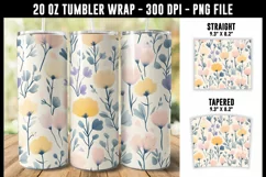 Pastel Boho Floral Tumbler Wrap | 20 oz tumbler wrap Product Image 1