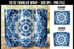 Blue Mandala Tumbler Wrap | 20 oz tumbler wrap Product Image 1