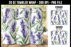 Watercolor Levender Flower Tumbler Wrap | 20 oz tumbler wrap Product Image 1
