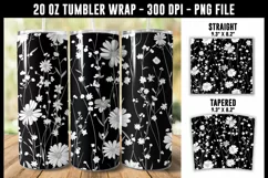 Black and White Wildflower Tumbler Wrap | 20 oz tumbler wrap Product Image 1