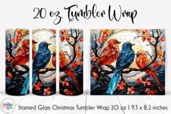Stained Glass Christmas Birds Tumbler Wrap | Christmas Birds Product Image 1
