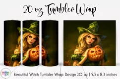 Halloween Witch Tumbler Wrap | Fantasy Beautiful Witch Print Product Image 1