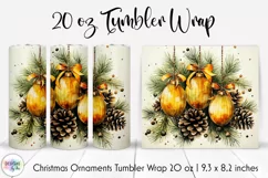 Christmas Ornaments and Pine Cones Tumbler Wrap Product Image 1