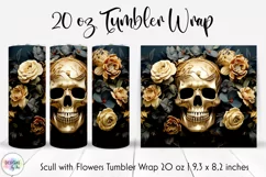 Scull with Flowers Tumbler Wrap | Vintage Halloween Scull Product Image 1
