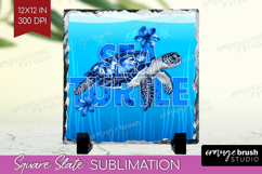 Turtle Floral Slate PNG Sea Blue Square Slate Sublimation Product Image 1
