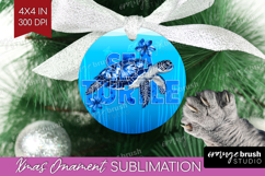 Turtle Floral Ornament PNG Sea Blue PNG Sublimation Product Image 1