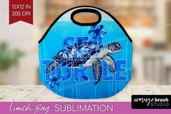 Turtle Floral Lunch Bag Sea Blue Lunch Bug PNG Sublimation Product Image 1