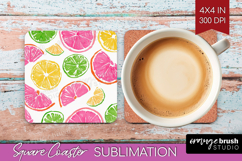 Abstract Fruit Square Coaster - Tutti Frutti Coaster PNG Product Image 1