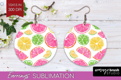 Abstract Fruit Round Earrings - Tutti Frutti PNG Sublimation Product Image 1
