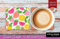 Abstract Fruit Square Coaster - Tutti Frutti Coaster PNG Product Image 1